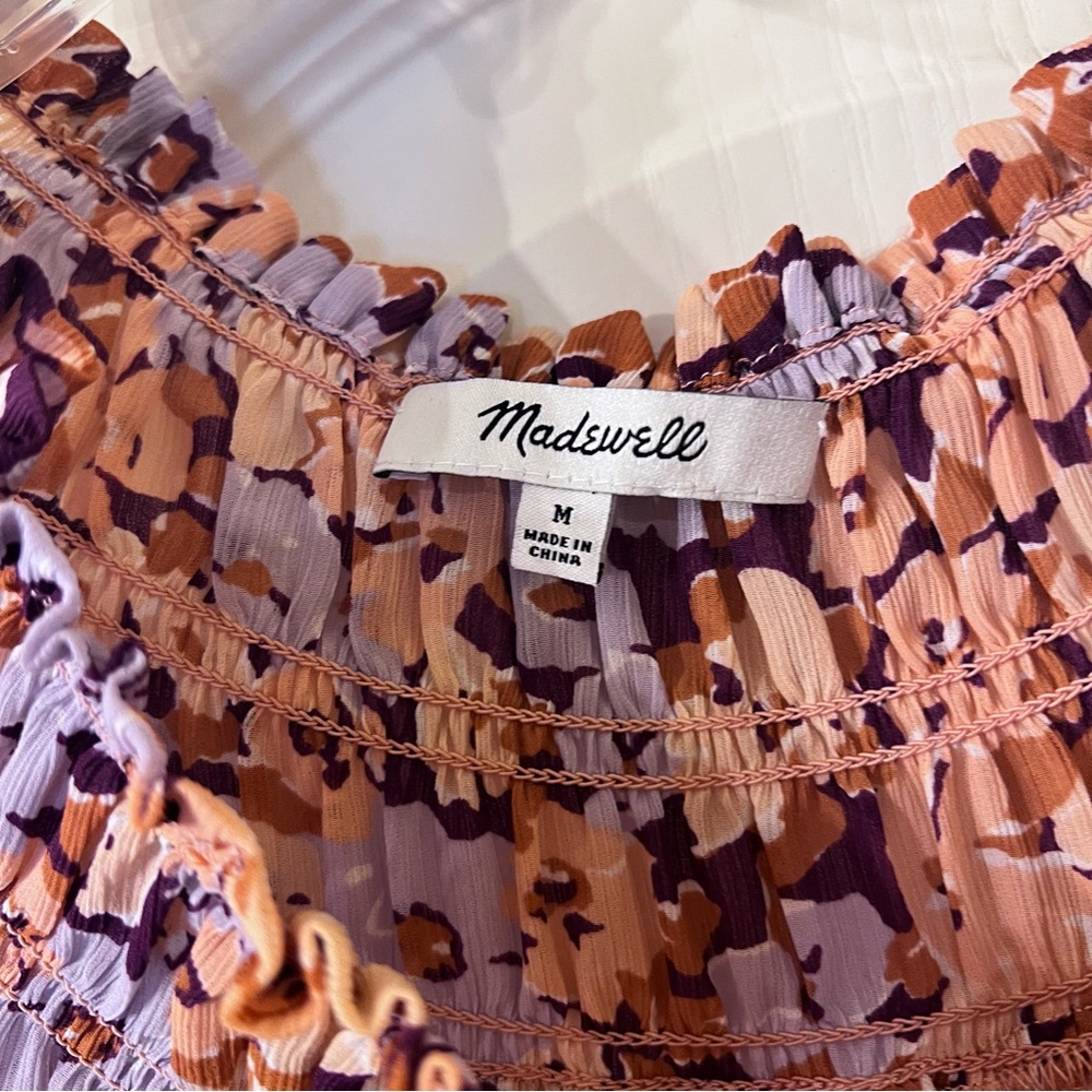 Madewell Smocked Mockneck Top in Floral Breeze Size M - Picture 9 of 12